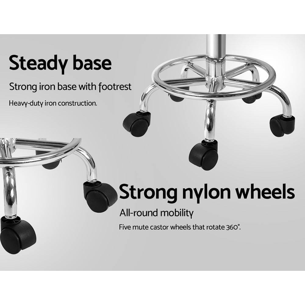 Artiss Saddle Salon Stool White PU Swivel Barber Hair Dress Chair Hydraulic Lift-6