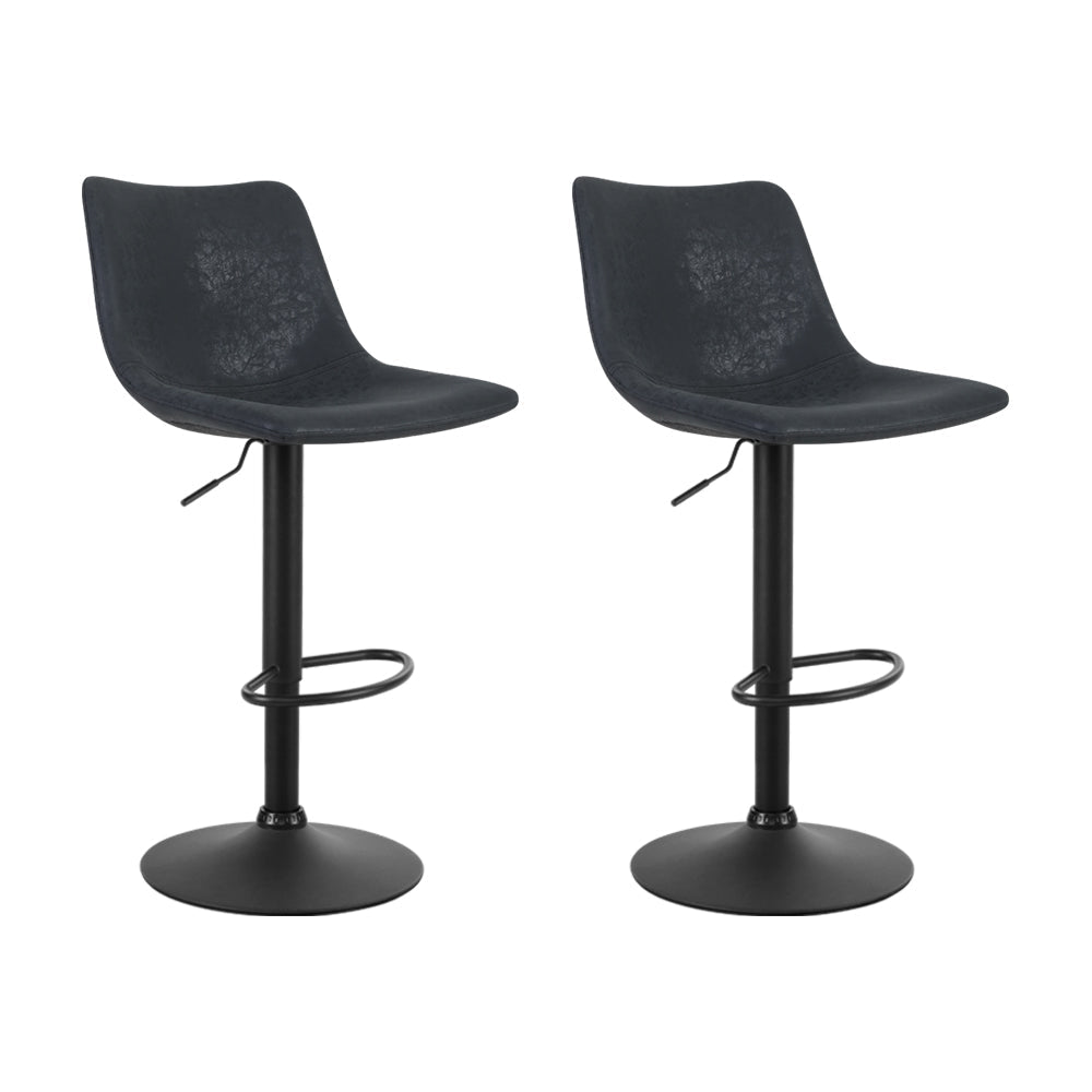 Artiss Set of 2 Bar Stools Gas Lift- Black-0