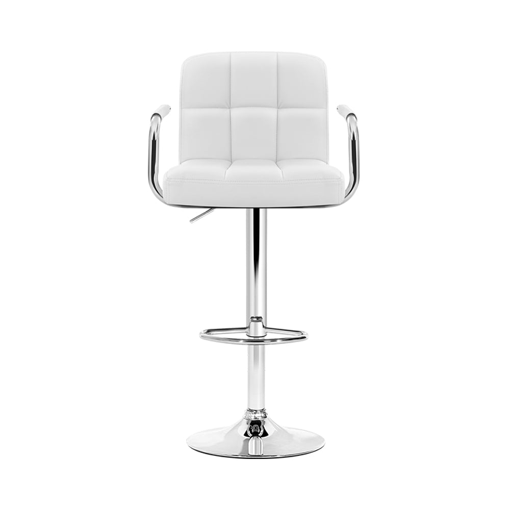 Artiss Set of 2 Bar Stools Gas lift Swivel - Steel and White-2