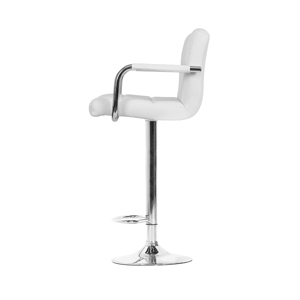 Artiss Set of 2 Bar Stools Gas lift Swivel - Steel and White-3