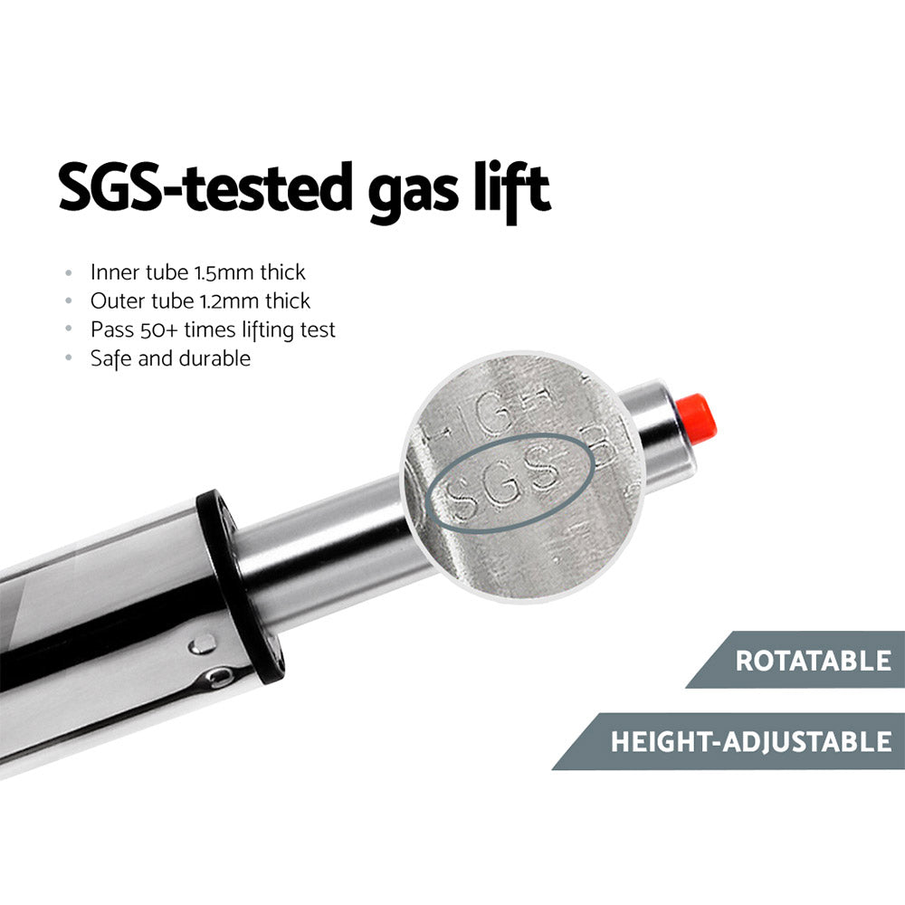 Artiss Set of 2 Bar Stools Gas lift Swivel - Steel and White-5