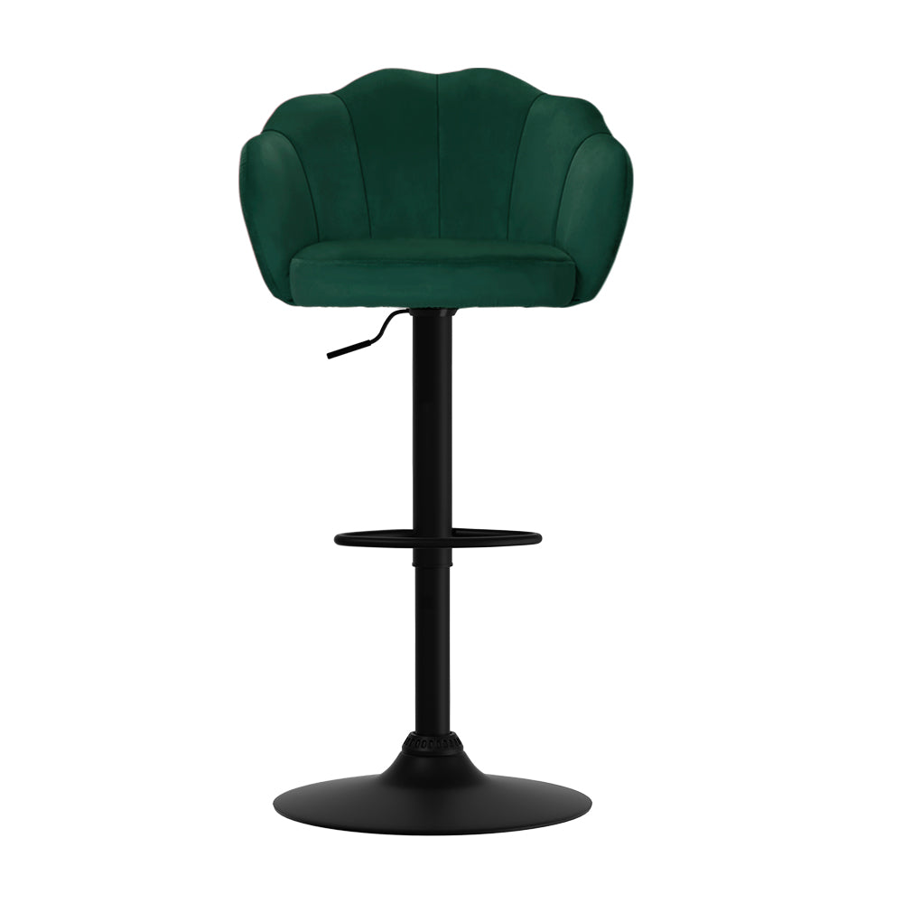 Artiss Set of 2 Bar Stools Kitchen Stool Swivel Chair Gas Lift Velvet Chairs Green Nessah-2