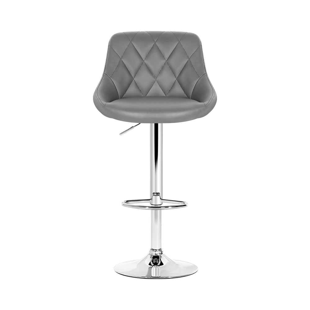 Artiss Set of 2 Bar Stools PU Leather Diamond Style - Grey-2