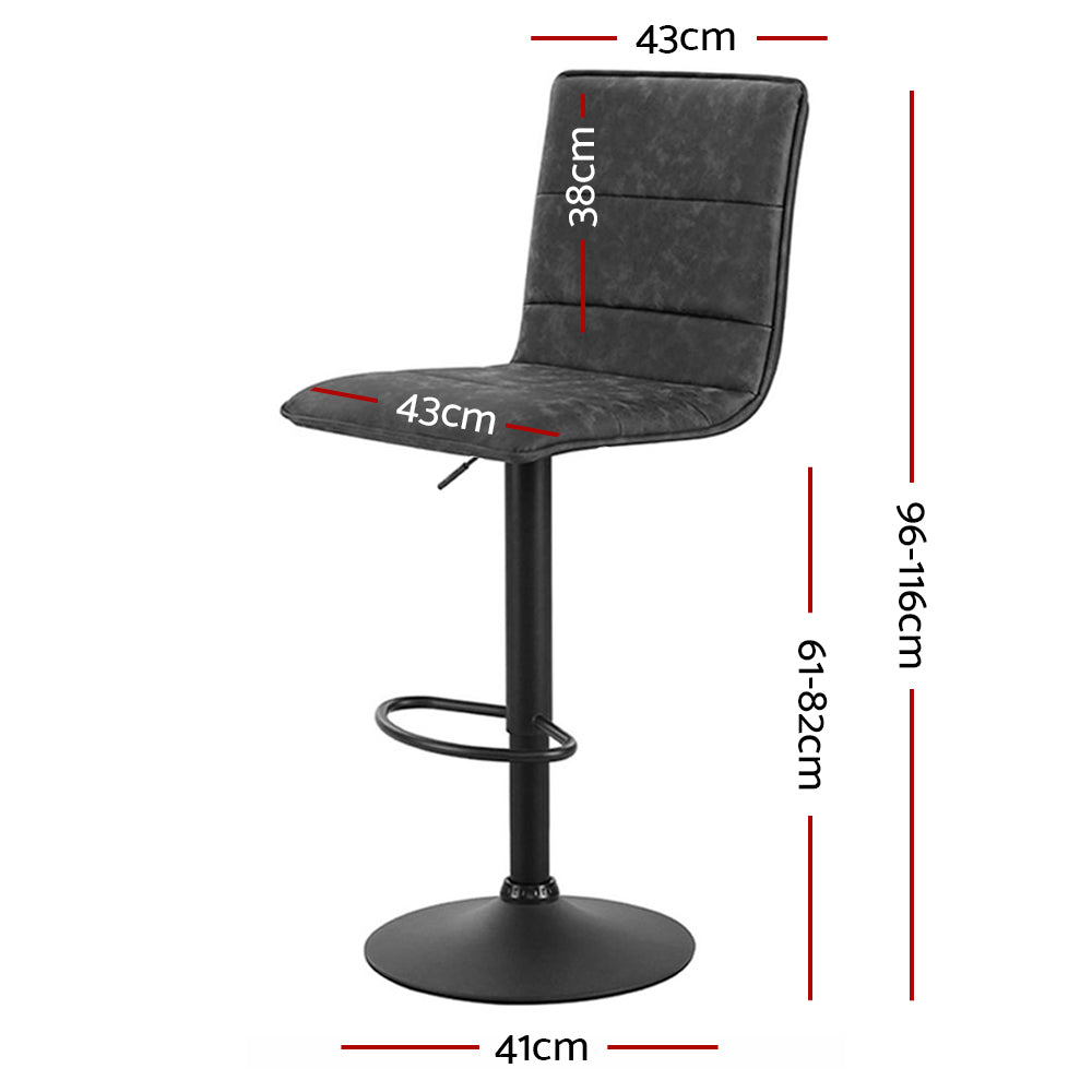 Artiss Set of 2 Bar Stools PU Leather Smooth Line Style - Grey and Black-1