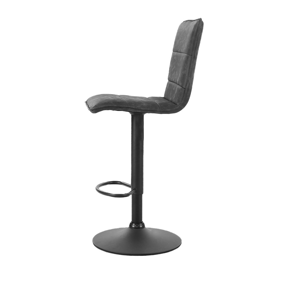 Artiss Set of 2 Bar Stools PU Leather Smooth Line Style - Grey and Black-3