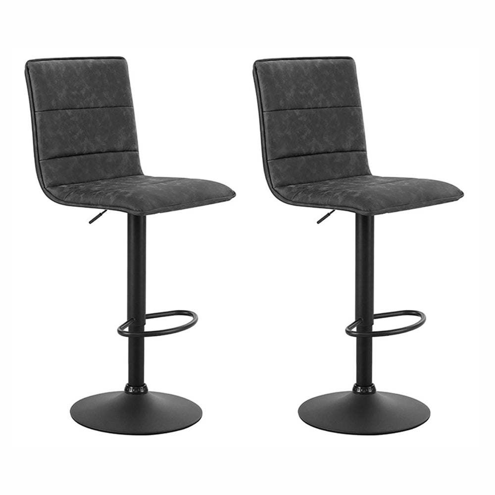 Artiss Set of 2 Bar Stools PU Leather Smooth Line Style - Grey and Black-0