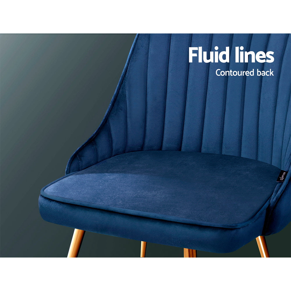 Artiss Set of 2 Dining Chairs Retro Chair Cafe Kitchen Modern Metal Legs Velvet Blue-5