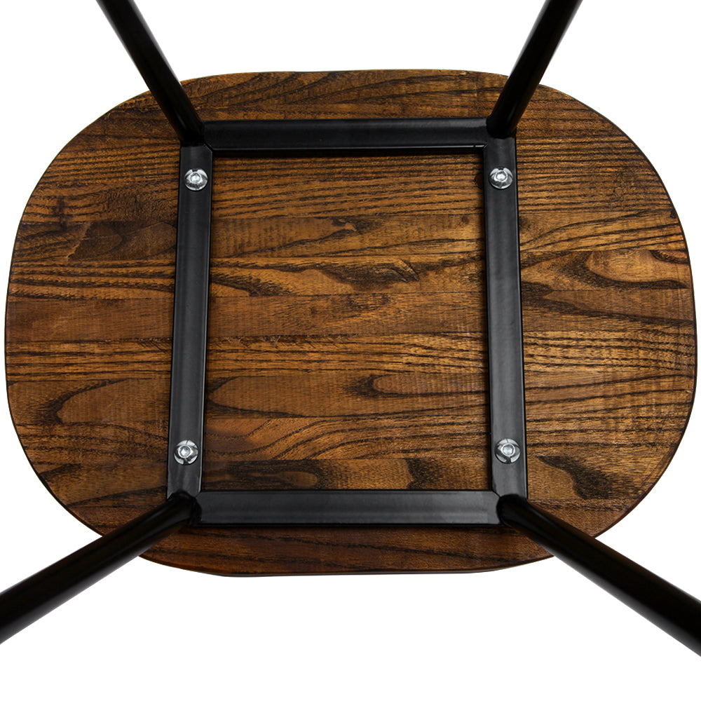 Artiss Set of 2 Elm Wood Backless Bar Stools 65cm - Black and Dark Natural-5