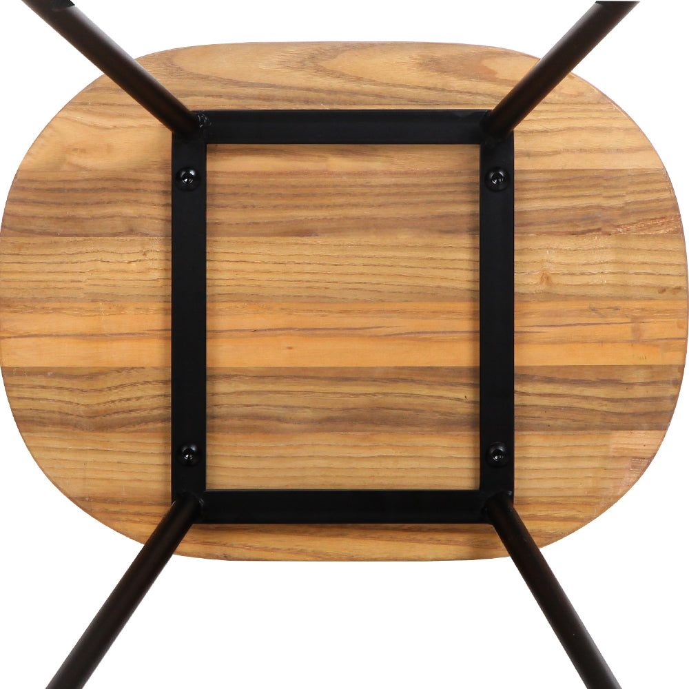 Artiss Set of 2 Elm Wood Backless Bar Stools 75cm - Black and Light Natural-5