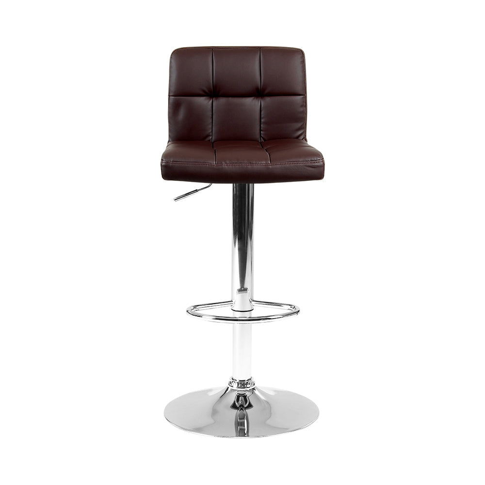 Artiss Set of 2 Gas Lift Bar Stools PU Leather - Chocolate Brown-2