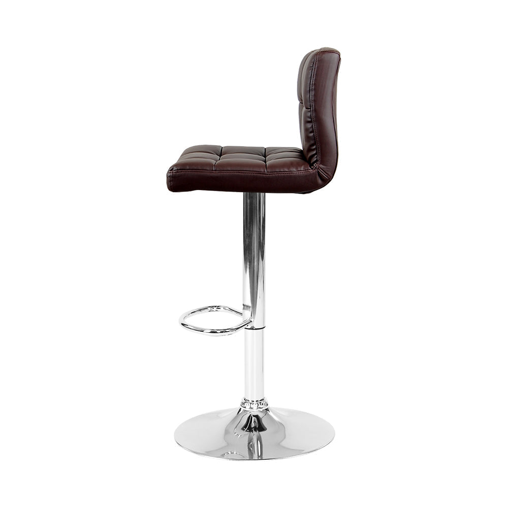 Artiss Set of 2 Gas Lift Bar Stools PU Leather - Chocolate Brown-3