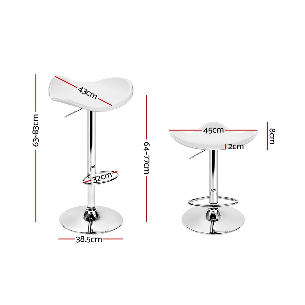 Artiss Set of 2 Gas Lift Bar Stools PU Leather - White and Chrome-1
