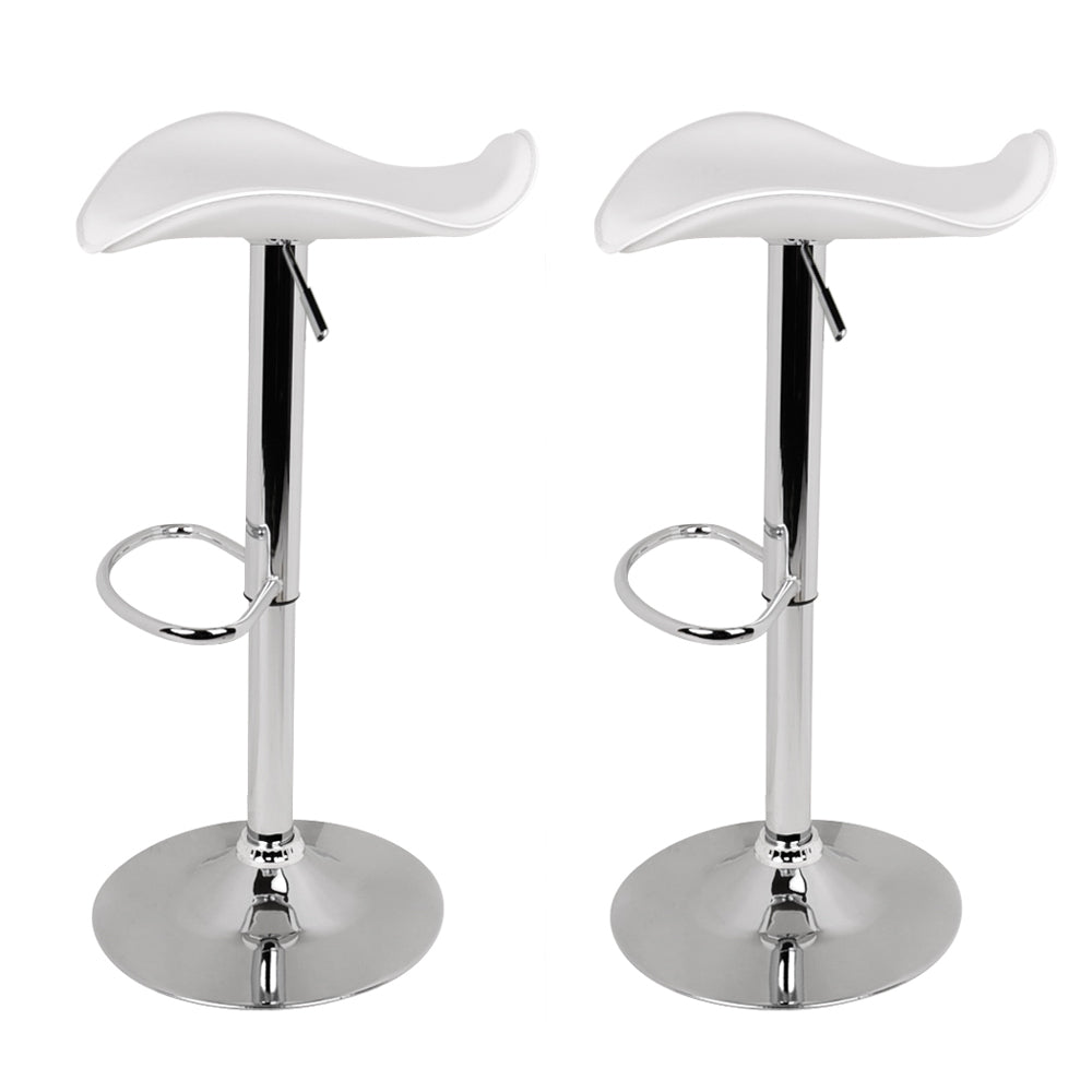 Artiss Set of 2 Gas Lift Bar Stools PU Leather - White and Chrome-3