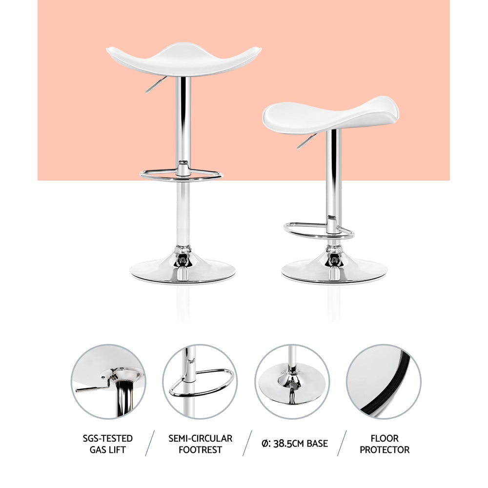 Artiss Set of 2 Gas Lift Bar Stools PU Leather - White and Chrome-6