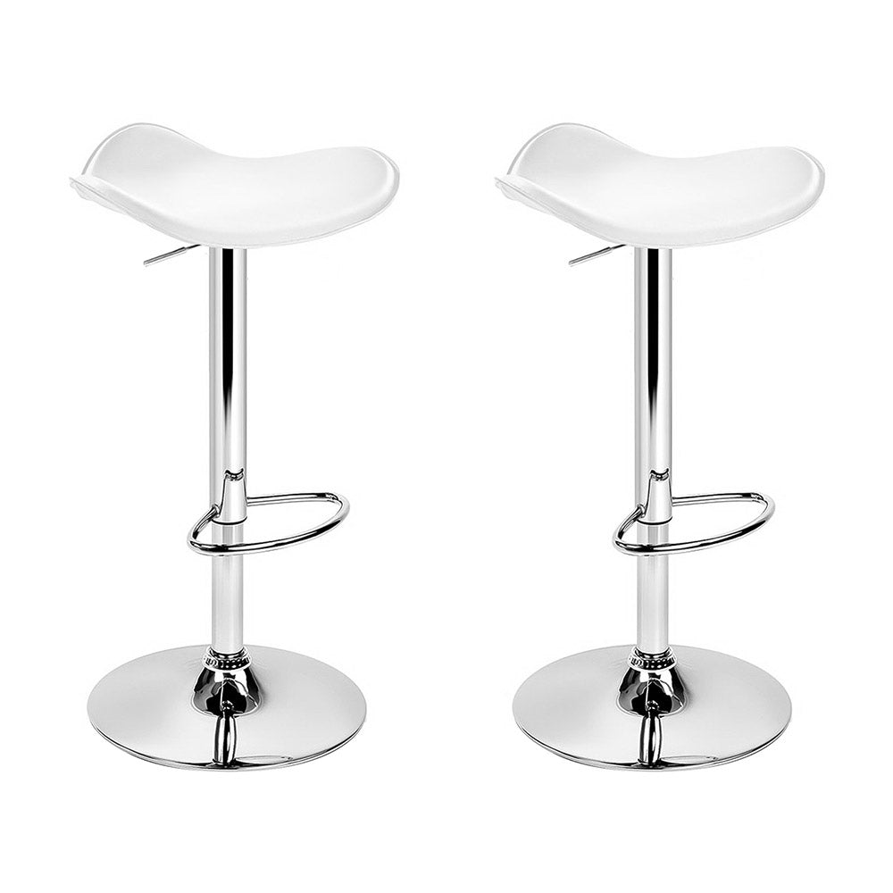 Artiss Set of 2 Gas Lift Bar Stools PU Leather - White and Chrome-0