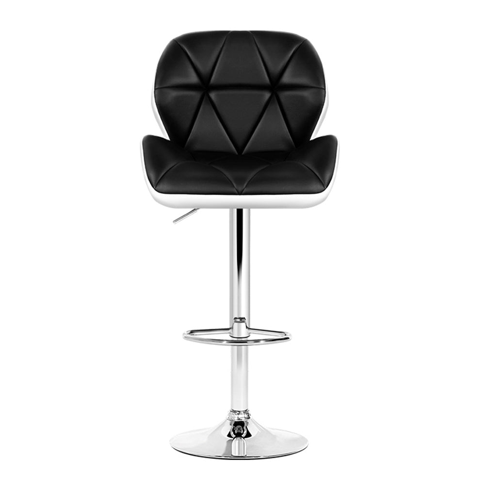 Artiss Set of 2 Kitchen Bar Stools - White, Black and Chrome-2