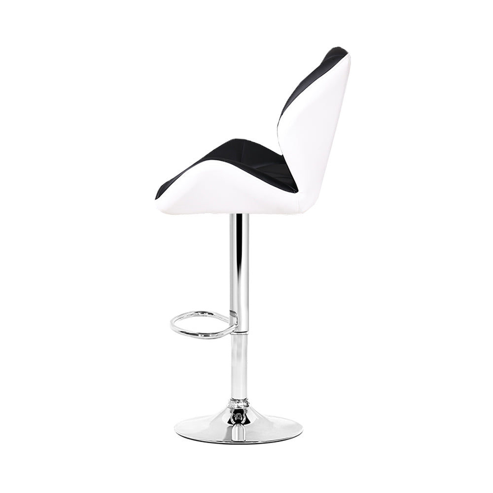 Artiss Set of 2 Kitchen Bar Stools - White, Black and Chrome-3