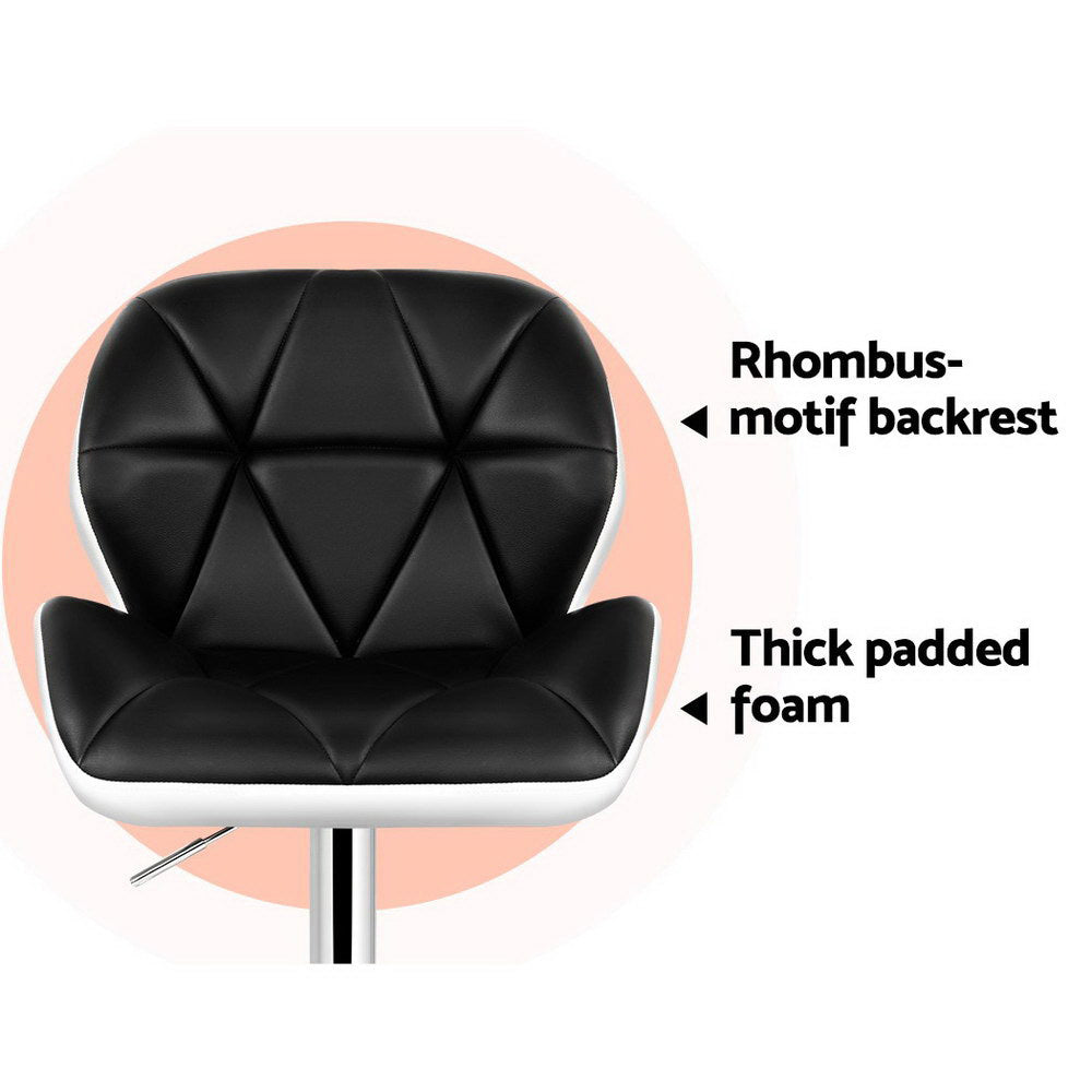 Artiss Set of 2 Kitchen Bar Stools - White, Black and Chrome-6