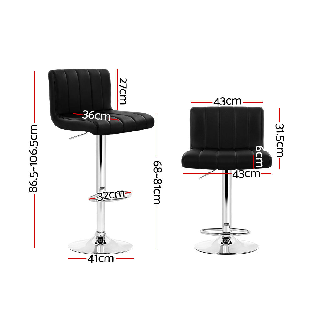 Artiss Set of 2 Line Style PU Leather Bar Stools - Black-1