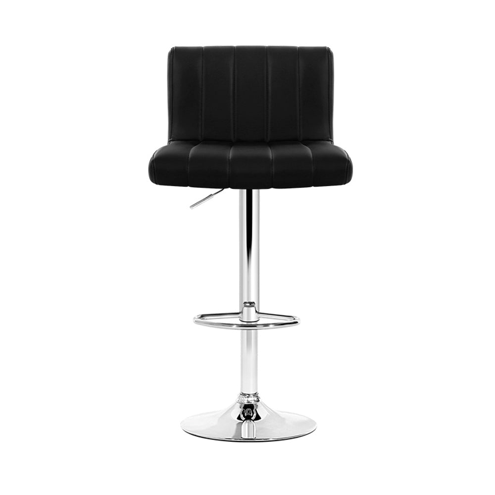 Artiss Set of 2 Line Style PU Leather Bar Stools - Black-2