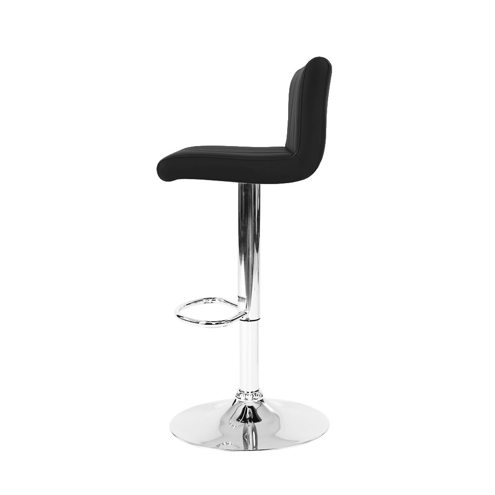 Artiss Set of 2 Line Style PU Leather Bar Stools - Black-3
