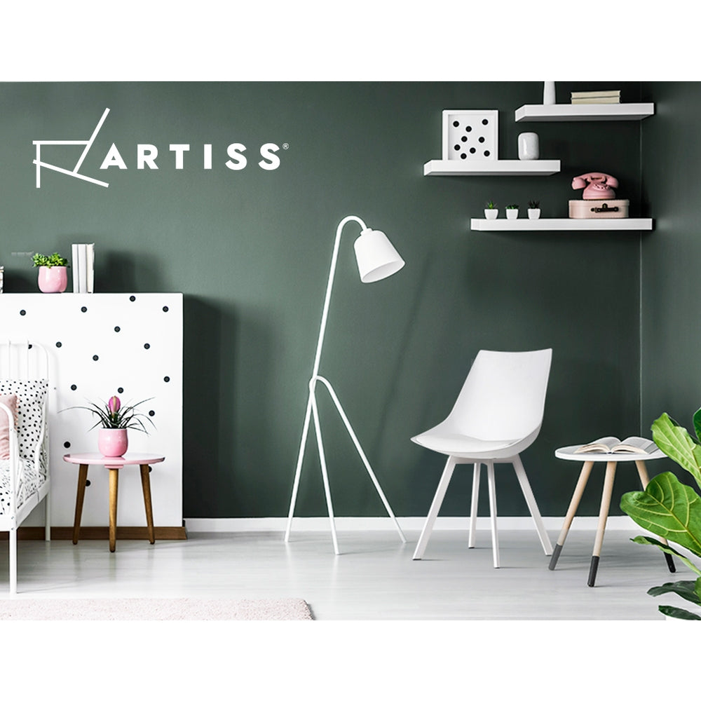 Artiss Set of 2 Lylette Dining Chairs Cafe Chairs PU Leather Padded Seat White-12