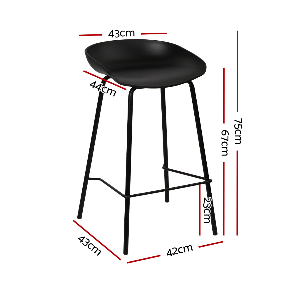 Artiss Set of 2 Metal Bar Stools - Black-1