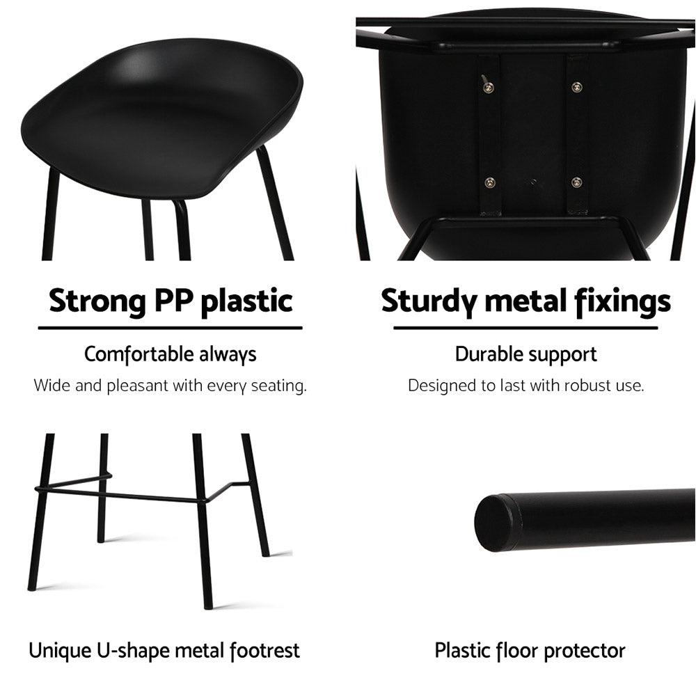 Artiss Set of 2 Metal Bar Stools - Black-4