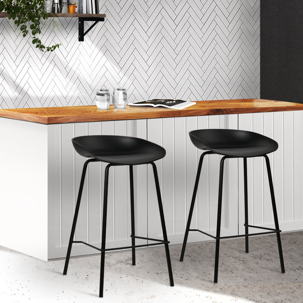 Artiss Set of 2 Metal Bar Stools - Black-7
