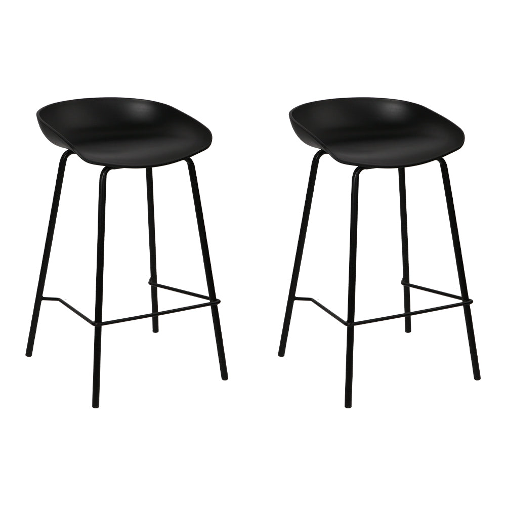 Artiss Set of 2 Metal Bar Stools - Black-0