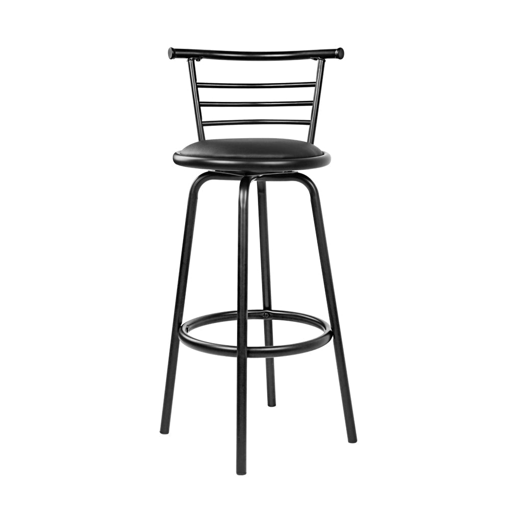 Artiss Set of 2 PU Leather Bar Stools - Black and Steel-2
