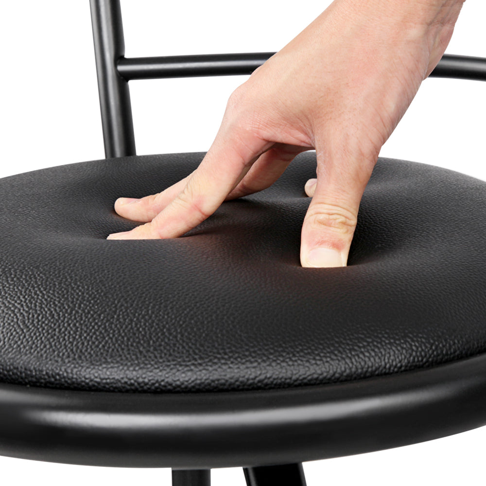 Artiss Set of 2 PU Leather Bar Stools - Black and Steel-4