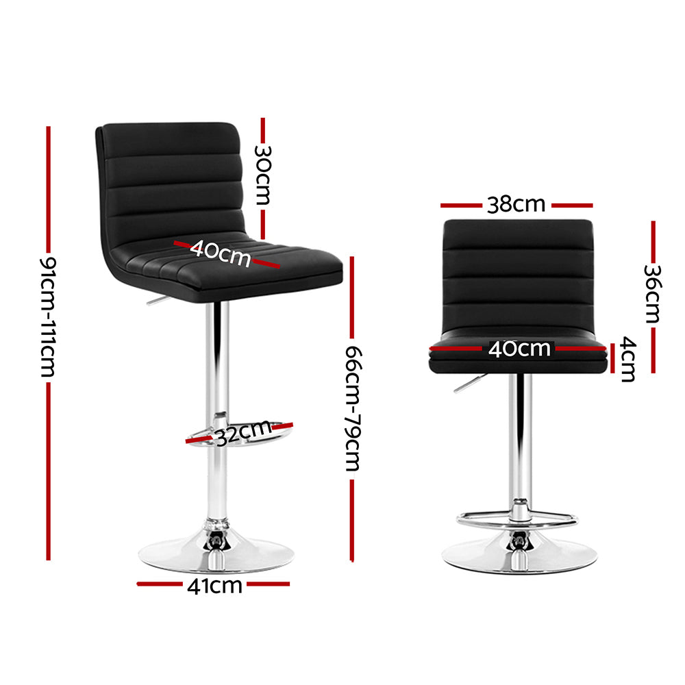 Artiss Set of 2 PU Leather Bar Stools Padded Line Style - Black-1