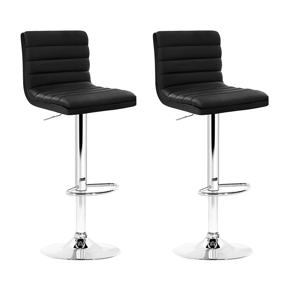 Artiss Set of 2 PU Leather Bar Stools Padded Line Style - Black-0