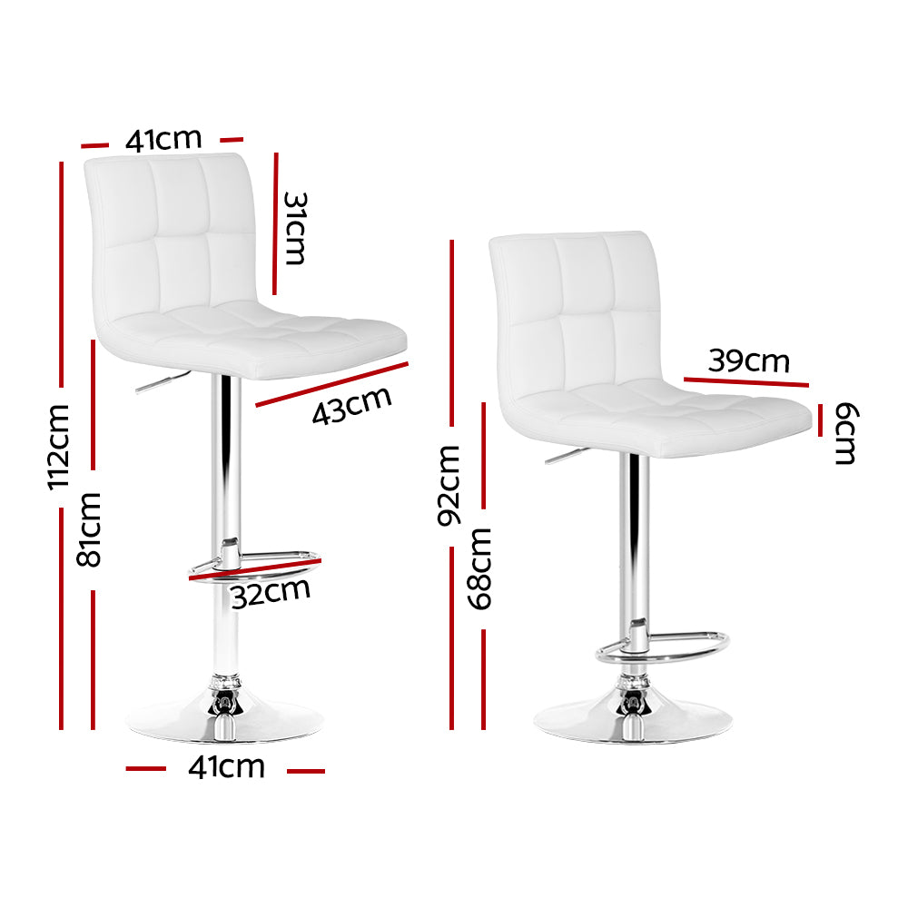 Artiss Set of 2 PU Leather Gas Lift Bar Stools - White-1