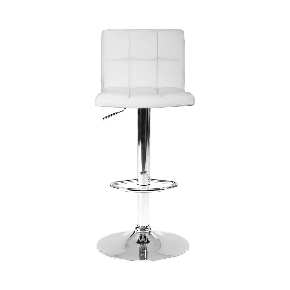 Artiss Set of 2 PU Leather Gas Lift Bar Stools - White-2