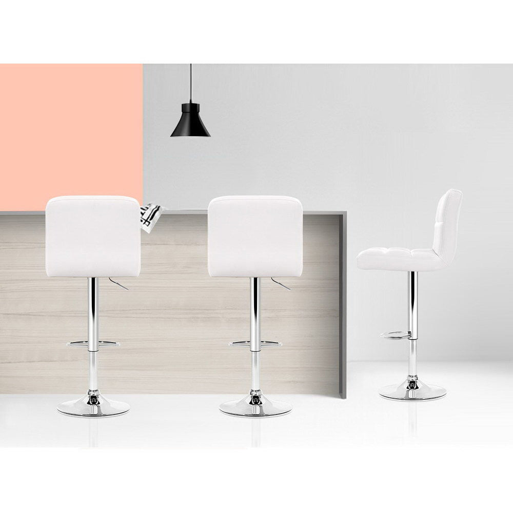 Artiss Set of 2 PU Leather Gas Lift Bar Stools - White-5