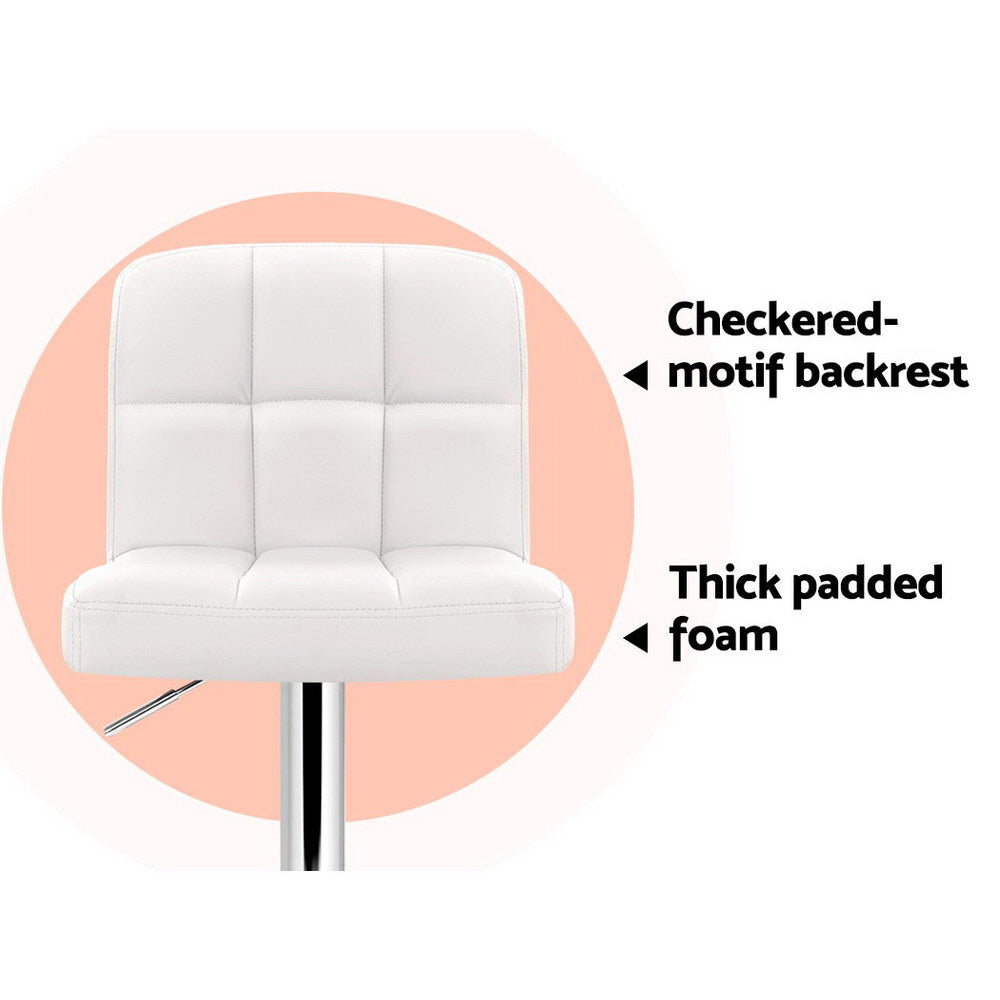 Artiss Set of 2 PU Leather Gas Lift Bar Stools - White-6