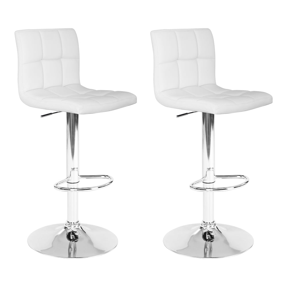 Artiss Set of 2 PU Leather Gas Lift Bar Stools - White-0