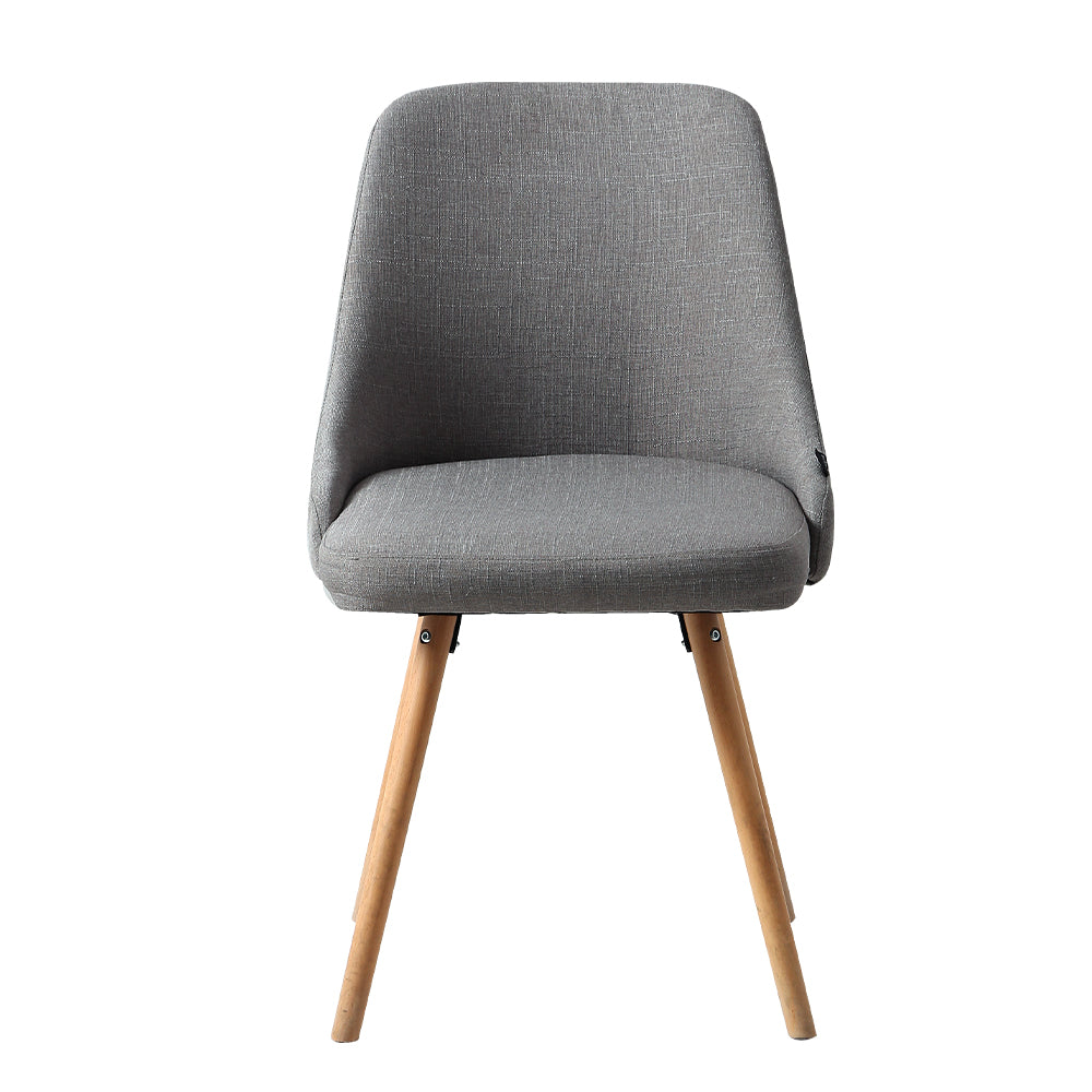 Artiss Set of 2 Replica Dining Chairs Beech Wooden Timber Chair Kitchen Fabric Grey-2