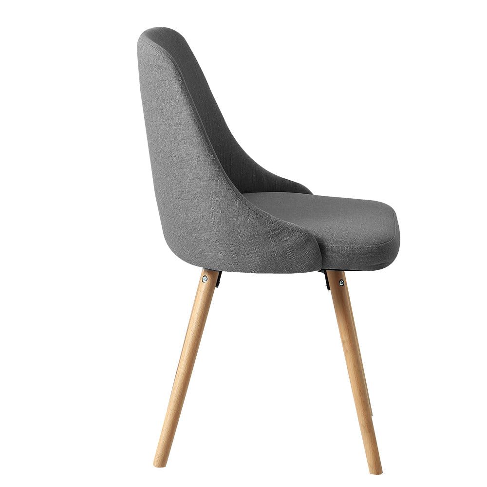 Artiss Set of 2 Replica Dining Chairs Beech Wooden Timber Chair Kitchen Fabric Grey-3