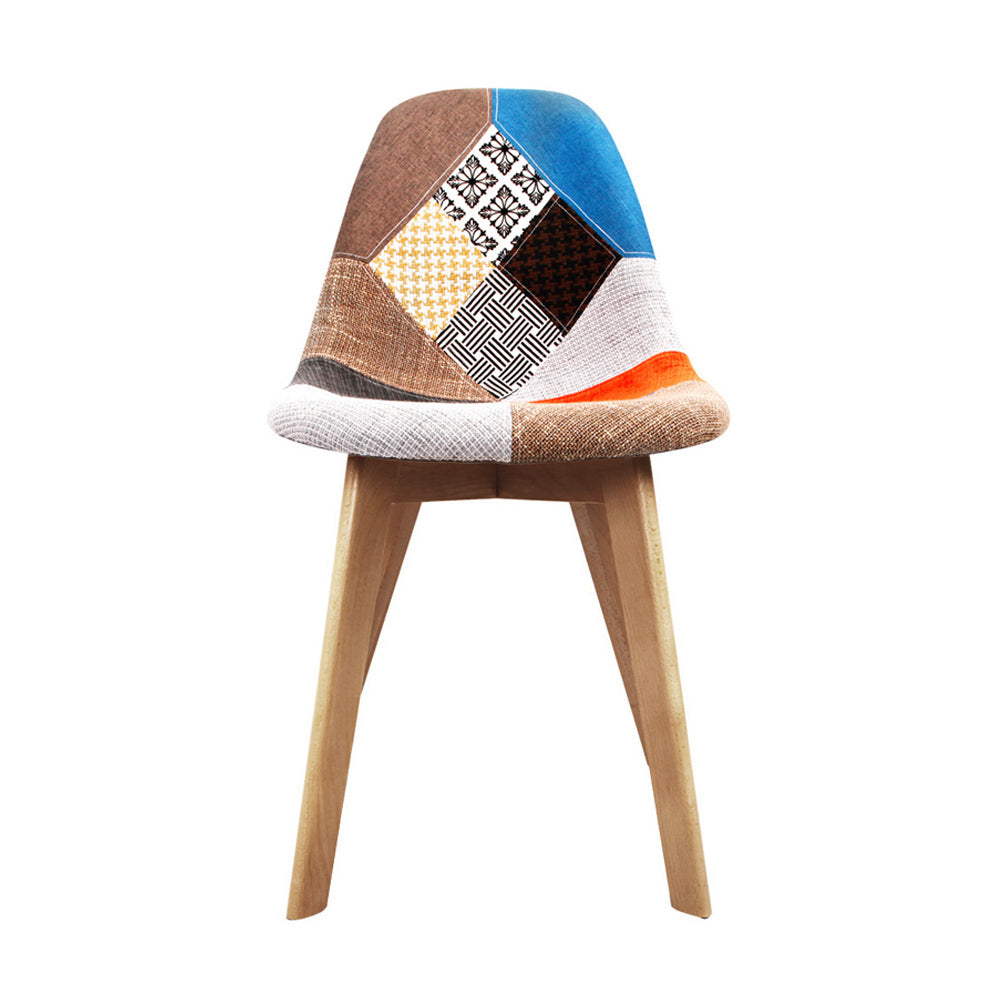 Artiss Set of 2 Retro Beech Fabric Dining Chair - Multi Colour-2