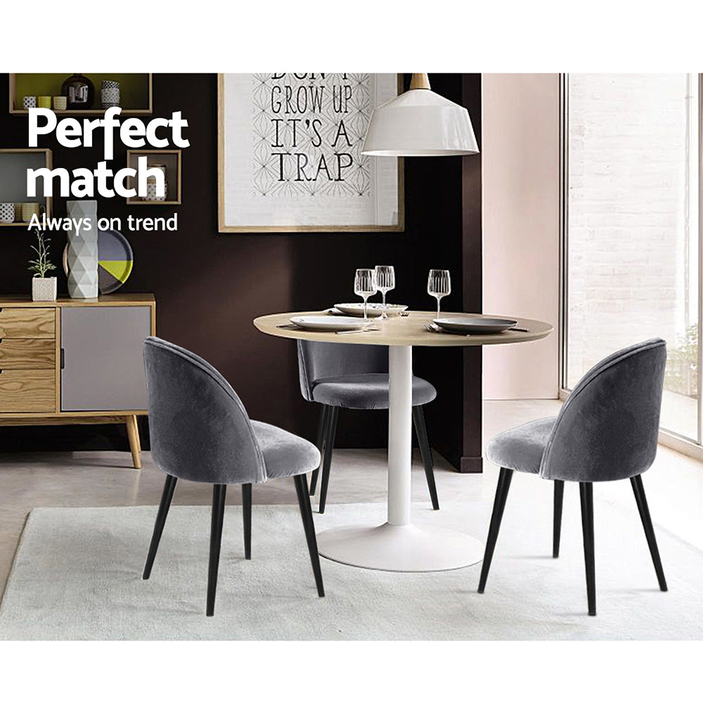 Artiss Set of 2 Velvet Modern Dining Chair - Dark Grey-6