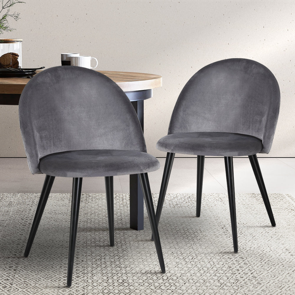 Artiss Set of 2 Velvet Modern Dining Chair - Dark Grey-7