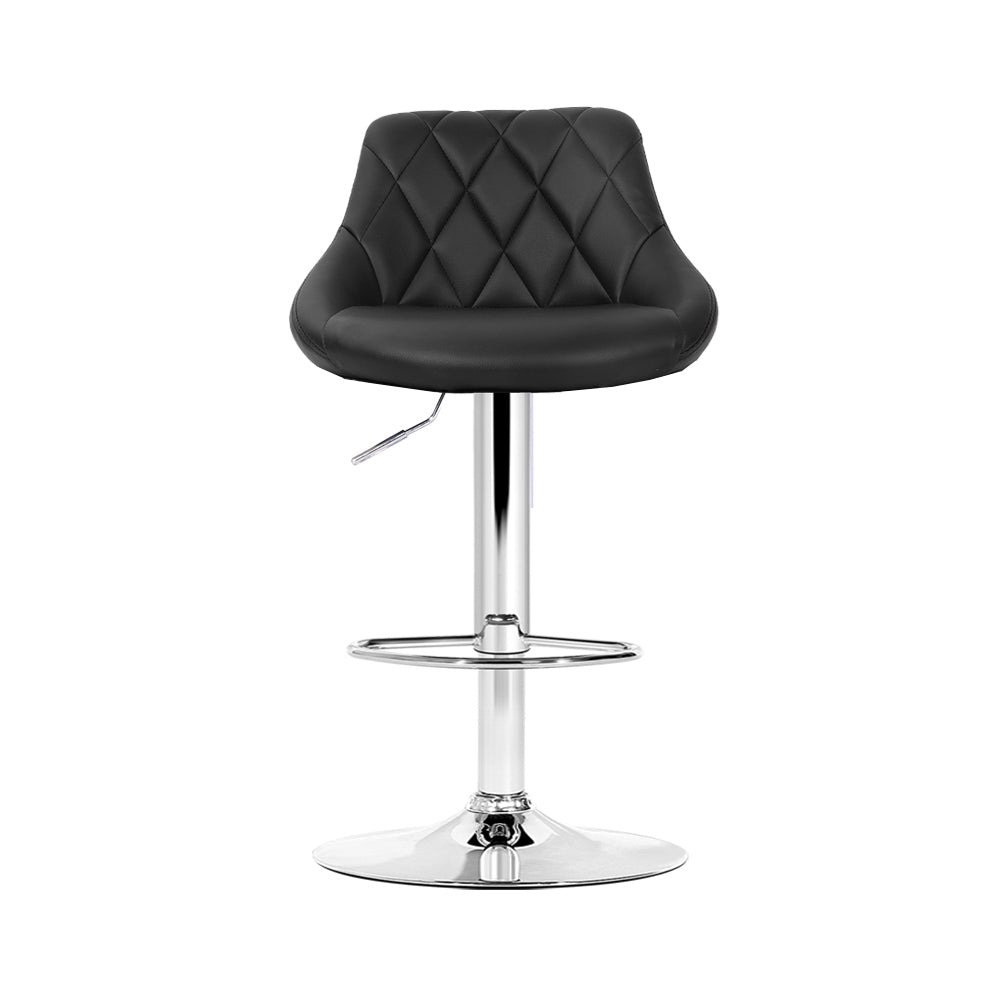 Artiss Set of 4 Bar Stools PU Leather Diamond Style - Black-2