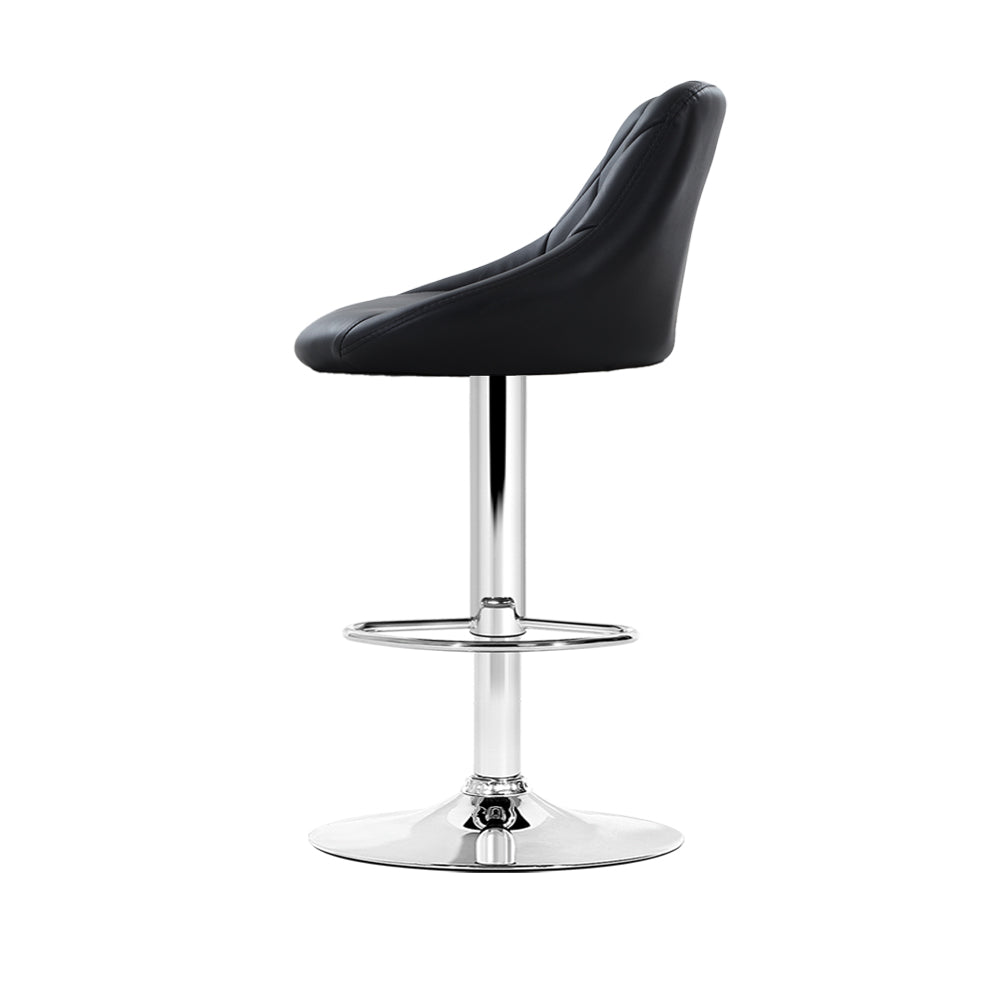 Artiss Set of 4 Bar Stools PU Leather Diamond Style - Black-3