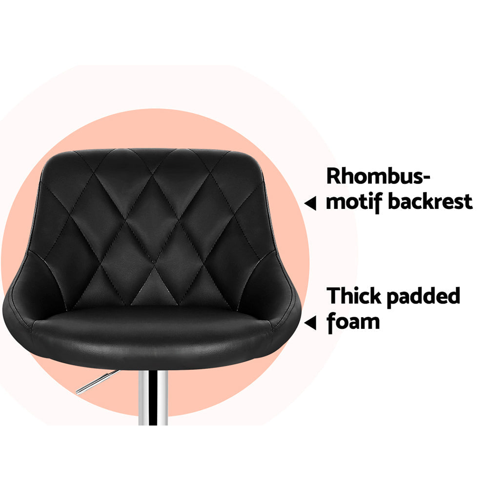 Artiss Set of 4 Bar Stools PU Leather Diamond Style - Black-4