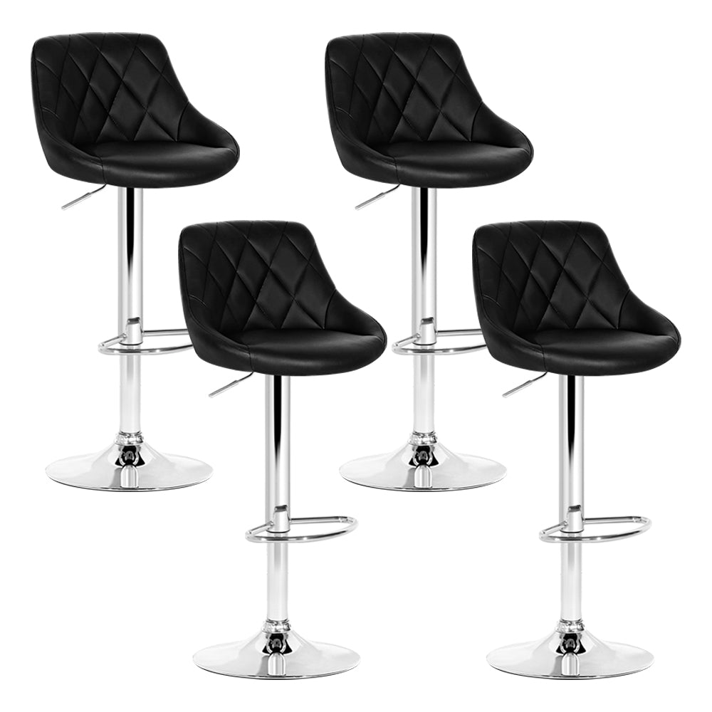 Artiss Set of 4 Bar Stools PU Leather Diamond Style - Black-0
