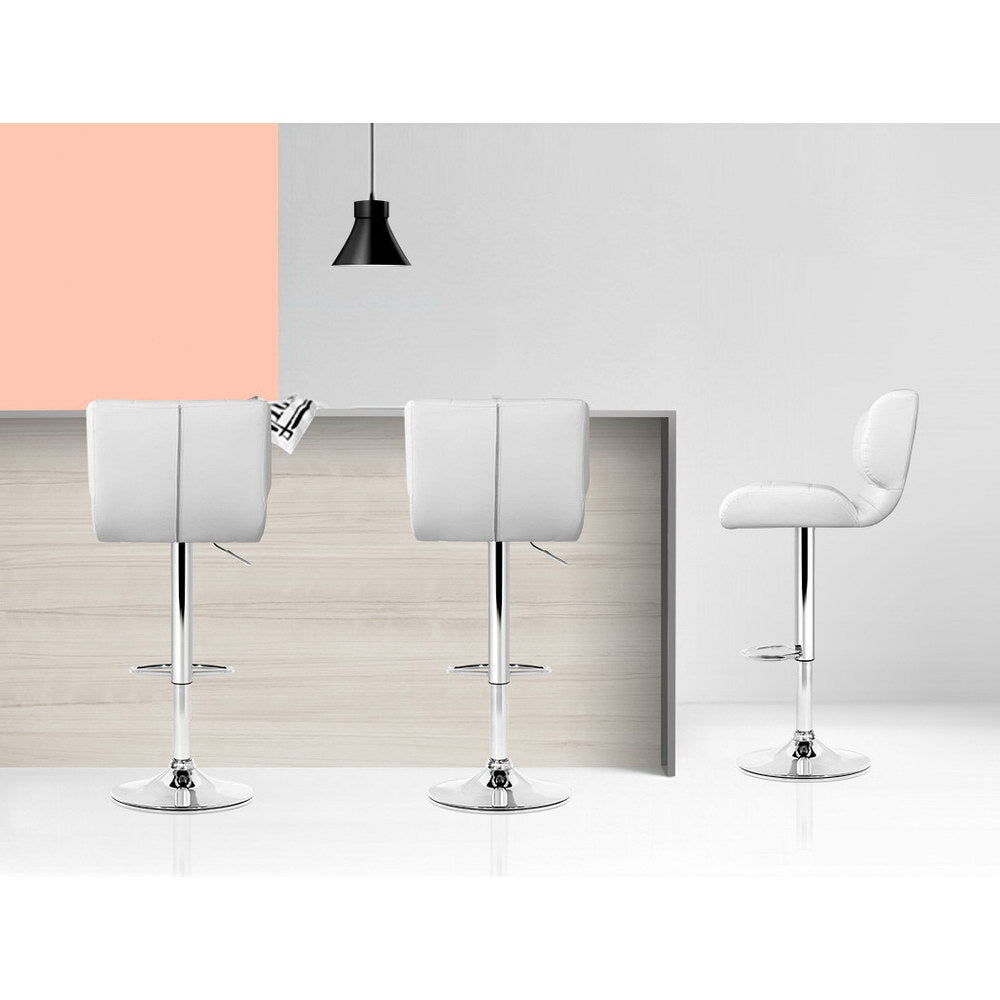 Artiss Set of 4 PU Leather Gas Lift Bar Stools - White and Chrome-5