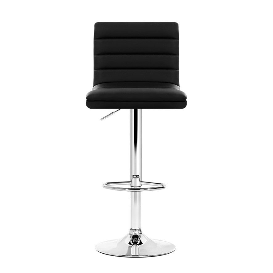 Artiss Set of 4 PU Leather Lined Pattern Bar Stools- Black and Chrome-2